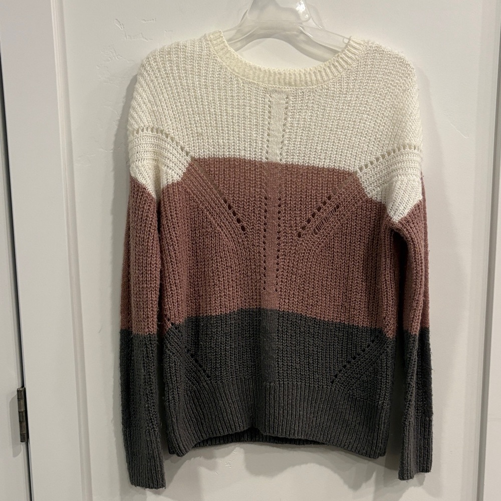 Pink Rose Color Block Sweater